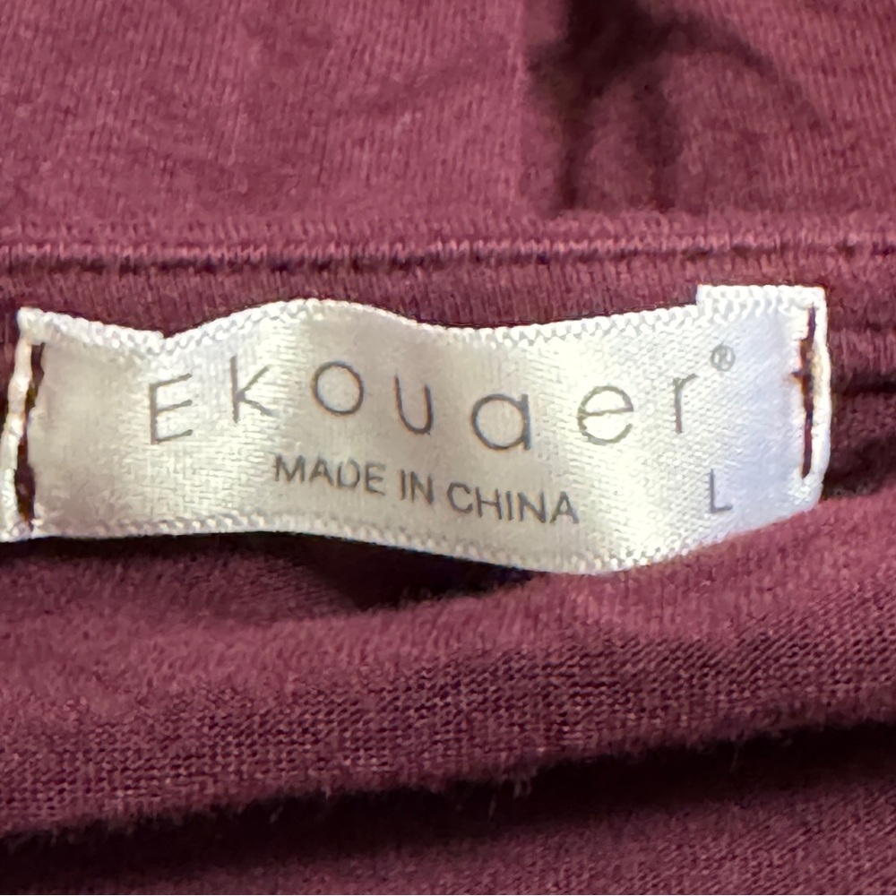 Ekouaer lace sleeve nightgown in maroon - Picture 5 of 6